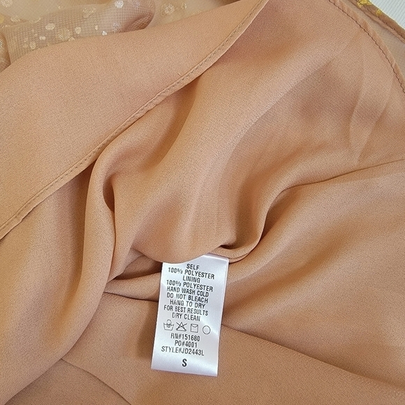 STORIA Gold Flaked Embroidered Dots Baby Doll Mini Dress Small - Picture 5 of 10